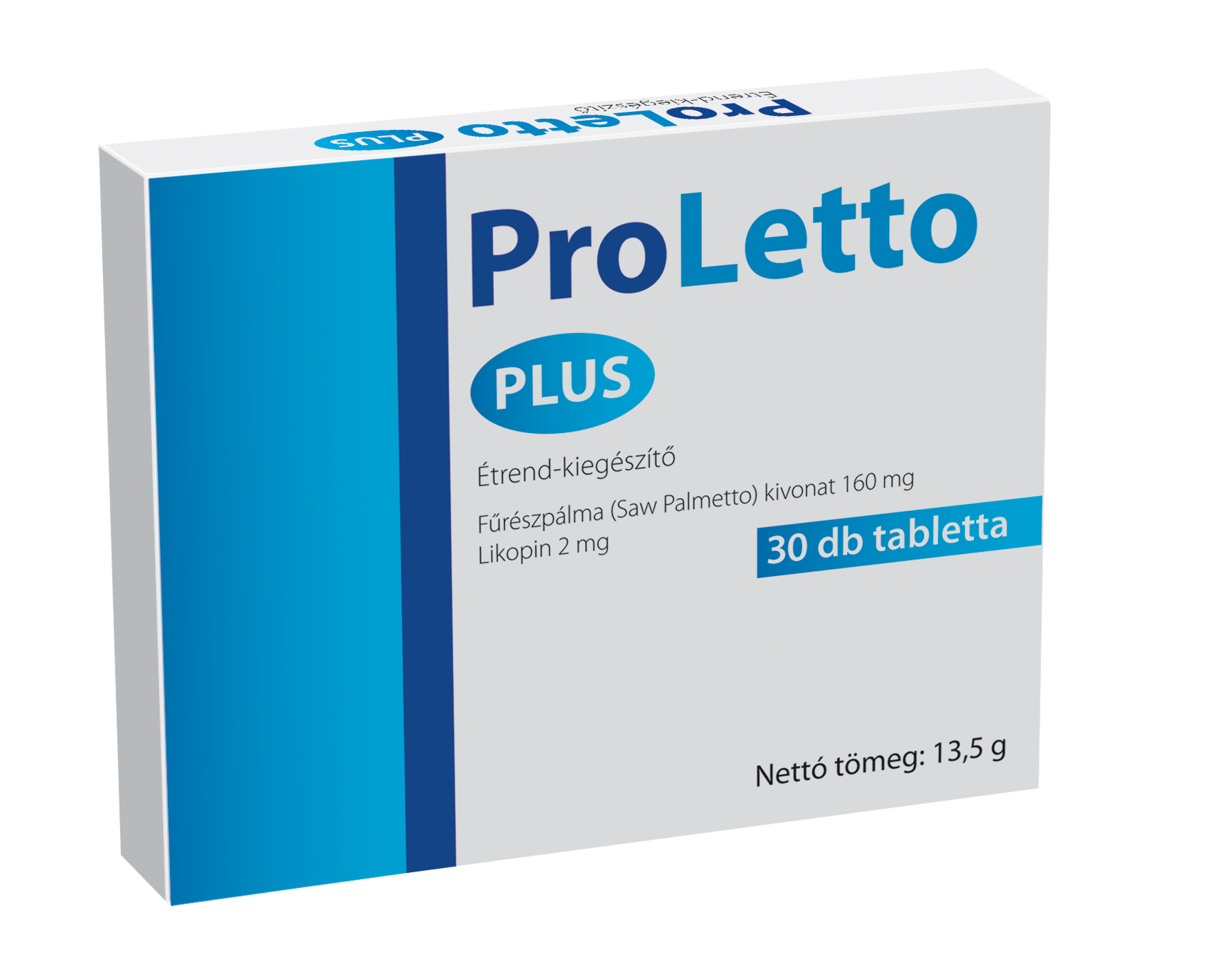 ProLetto Plus étrend-kiegészítő tabletta fűrészpálma kivonattal és likopinnal, 30 darab csomagolásban.